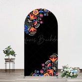 Lofaris Mexican Artistic Floral Black Birthday Arch Backdrop